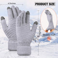 Geyoga 2 Pairs Women's Winter Touch Screen Gloves Soft Warm Fleece Lined Knit Elastic Cuff Winter Texting Gloves Black, Gray Solid