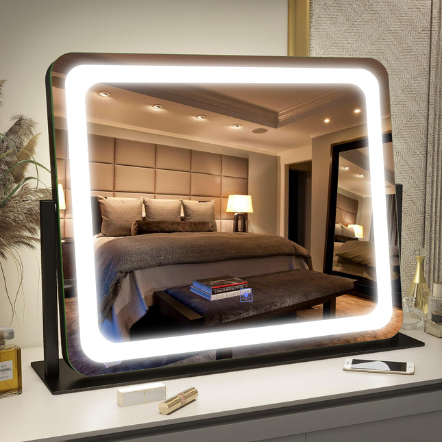 FENNIO Vanity Mirror with Lights 22"X19",Led Lighted Makeup Mirror,Large Makeup 