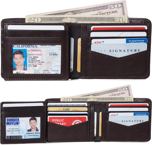 Alpine Swiss RFID Luka Men'S Flip ID Wallet Deluxe Capacity Bifold with Divided Bill Section Comes in a Gift Box
