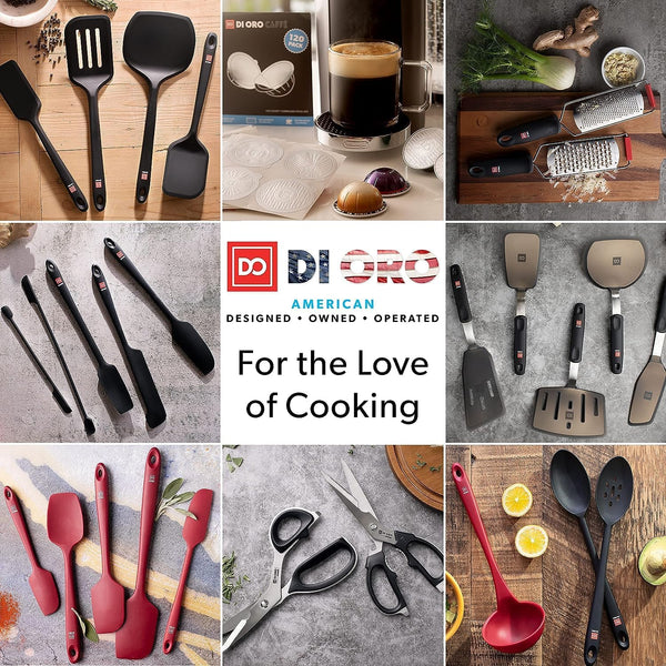 DI ORO Spatulas for Kitchen Use - Forever Warranty - 600°F Heat Resistance Silicone - Turner Spatula Set for Cooking - BPA Free Wide Pancake