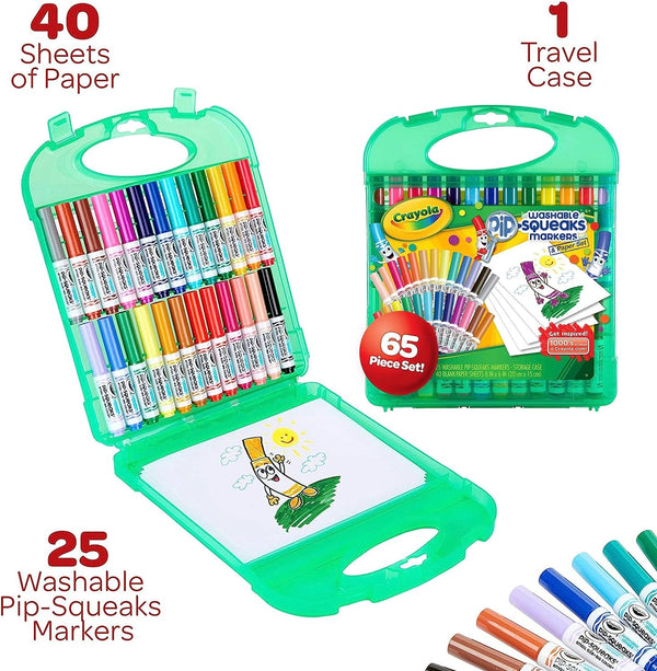 Crayola Pip-Squeaks Washable Marker Set (65Ct), Coloring Set, Art Supplies for Kids, Drawing Kit, Kids Travel Activity, Easter Basket Essentials, 4+