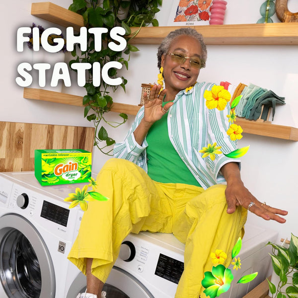 Gain, Laundry Dryer Sheets, Fabric Softener Wrinkle Reducing Anti Static Sheets, Original Scent, 240 Count (Packaging May Vary) Original 240 Count