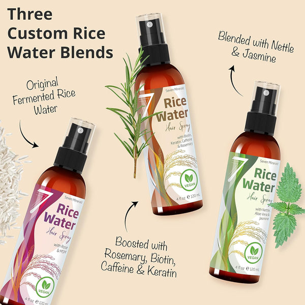 NEW Fermented Rice Water for Hair Growth - Infused with Rosemary, Biotin, Caffeine, Keratin Vegan Non-Greasy Spray Naturally Thicker, Longer,