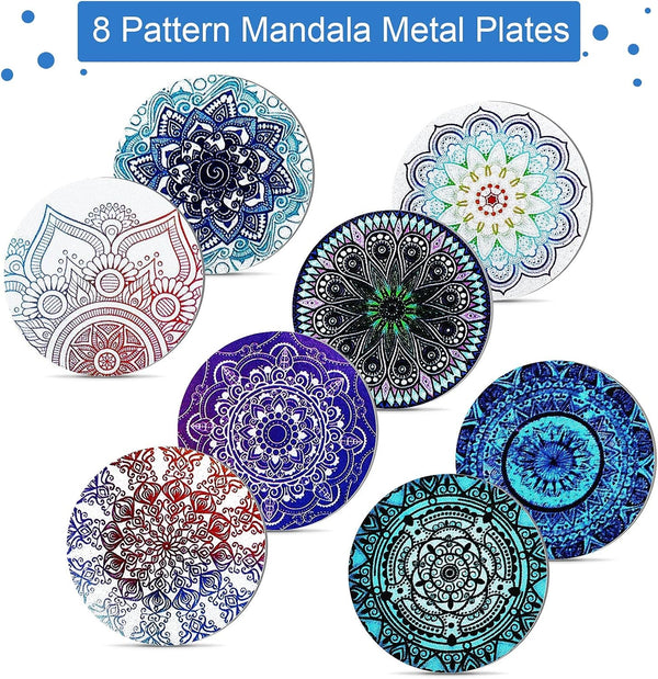 Weewooday 8 Pcs Phone Magnet Car Metal Mount Plate for Cell Holder Compatible with Magnetic Car Mounts Replacement Sticker(Mandala Style)