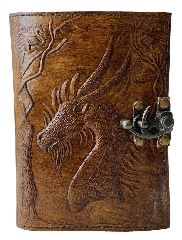 Embossed Leather Bound Journal Dragon Game of Thrones Diary with Clasp Lock Vintage Perfect Notebook Blank Book of Shadows Unlined Paper