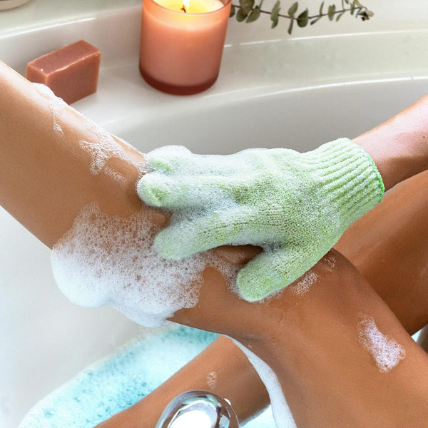 EcoTools Bath & Shower Gloves, Recycled Netting, Exfoliating, Gentle Cleansing for Whole Body, Fits All Hands, Green, 1 Pair 1 Pair (Pack of 1)