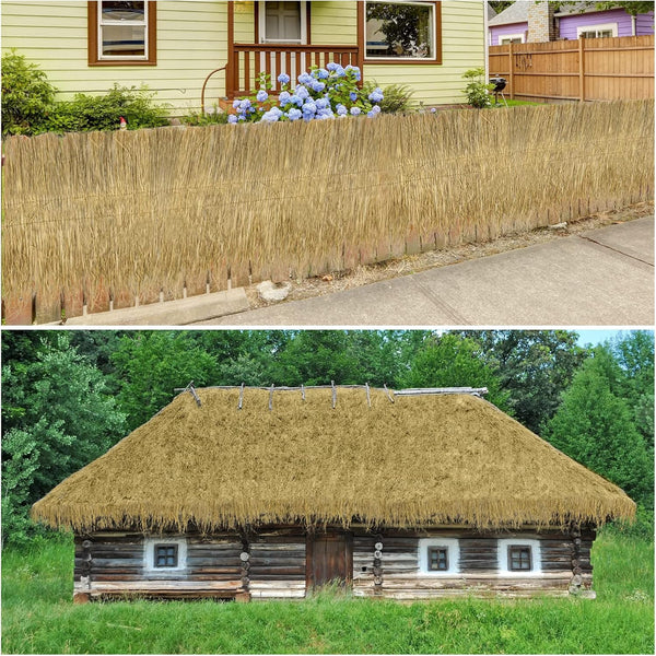 Hoolerry 2 Pcs 40 in X 20 Ft Mexican Straw Roof Thatch Artificial Palm Thatch Rolls Duck Blind Grass Palapa Thatch Roofing Blinds Tiki Hut Thatch