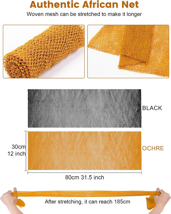 MTDLYICE African Net Sponge 2 Pack, Back Scrubber for Shower, XL 80CM Exfoliating Washcloth, African Net Sponge Authentic, Body Scrubber