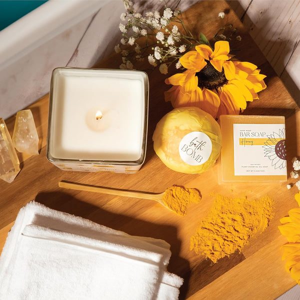 The Love Crate Co Sunflower Gifts for Women, Sunshine Gift Box | 15-Piece Gift-Ready Care Package with Blanket, Glass Tumbler & Spa Gifts for