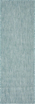 Unique Loom Collection Casual Transitional Solid Heathered Indoor/Outdoor Flatweave Area Rug (2' X 6' 1" Runner, Aquamarine/Ivory)