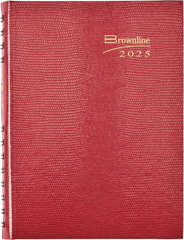 Brownline® 2025 Coilpro™ Daily/Monthly Planner, Untimed Journal, 12 Months, January to December, Twin-Wire Binding, 8.25" X 5.75", Bright Red (CB389C.RED-25)