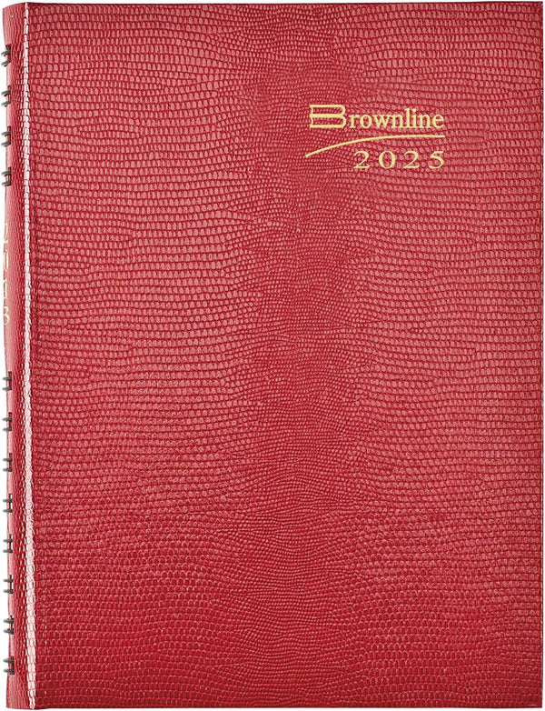 Brownline® 2025 CoilPro™ Daily/Monthly Planner, Untimed Journal, 12 Months, January to December, Twin-Wire Binding, 8.25" x 5.75", Bright Red