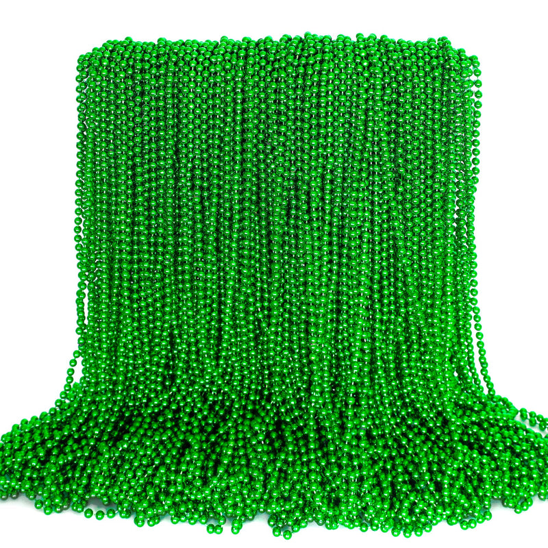 100PCS St Patricks Day Accessories, Green St. Patricks Day Beads Necklace, 33" Round Beads Irish Saint Patricks Necklaces Costume Bulk, Parade