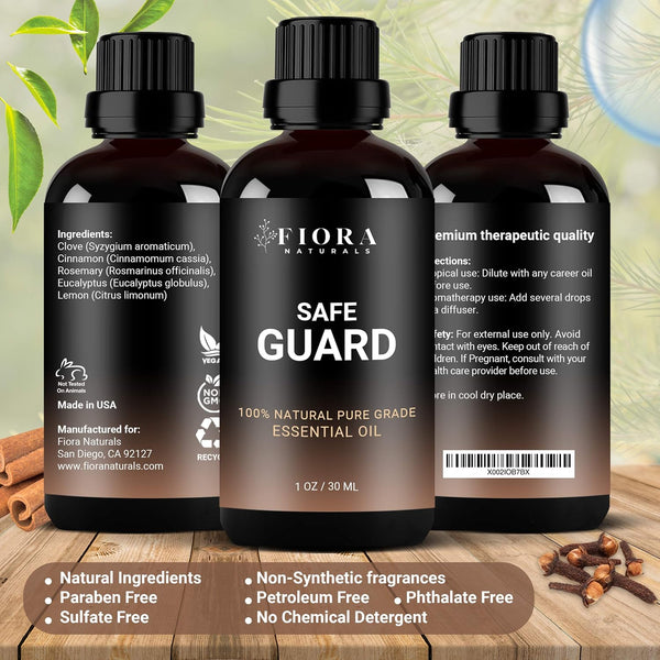 Immunity Essential Oil Blend with Clove Cinnamon Lemon Rosemary Eucalyptus | Thieves and Robbers Safeguard Oil, Immune Support Blend, Health