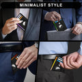 Slim Minimalist Front Pocket Air Tag Wallet, RFID Blocking Card Holder Wallet with Airtag Holder Black