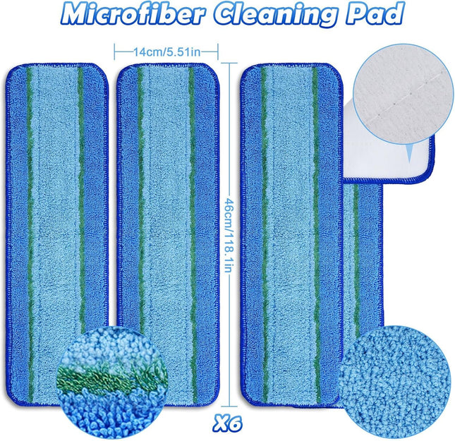 6 Pack Microfiber Cleaning Pads for Mop Hardwood Floor Cleaner Mop Replacement, Deep Microfiber Cleaning Pad Dusting Pad