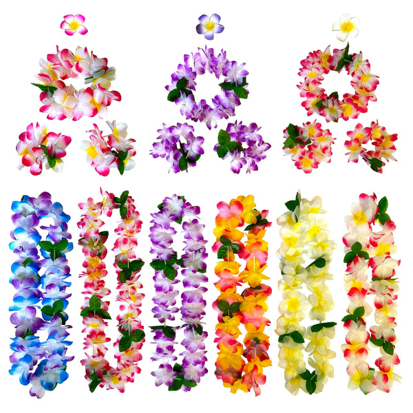 GoodUping 18 Counts Hawaiian Leis, Flower Hair Clip, Headbands and Wristbands, Perfect Luau Party Supplies for Summer Beach Vacations, Essential