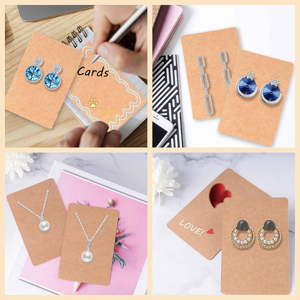 Earring Display Cards with 100 Pcs Earring Holder Cards 200 Pcs Earring Backs and 100 Jewelry Packaging for Earrings Necklace Jewelry Bags 3.5x2.4