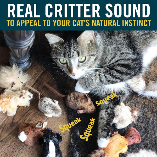 OurPets Play-N-Squeak Mouse Hunter Cat Toy, Catnip Filled, Interactive Fun | Real rodent sound effect, electronic squeaker inside, sparks hunting