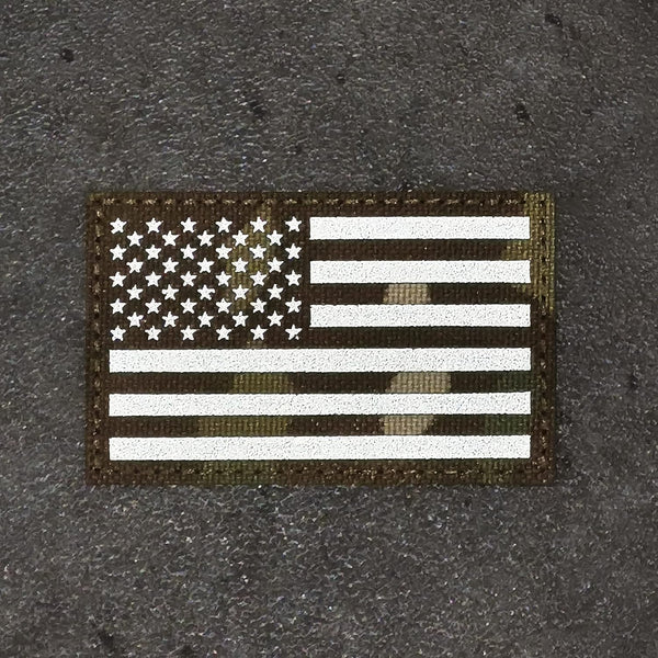 U-LIAN 2x3.15 Inch IR Infrared US USA American Flag Patch Tactical Vest Patch Hook-Fastener Backing (Forward+Reversed) IR-Camo2pc