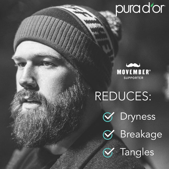 PURA D'OR 8 Oz Thickening Beard Wash - Biotin & Castor Oil Formula with Rosemary