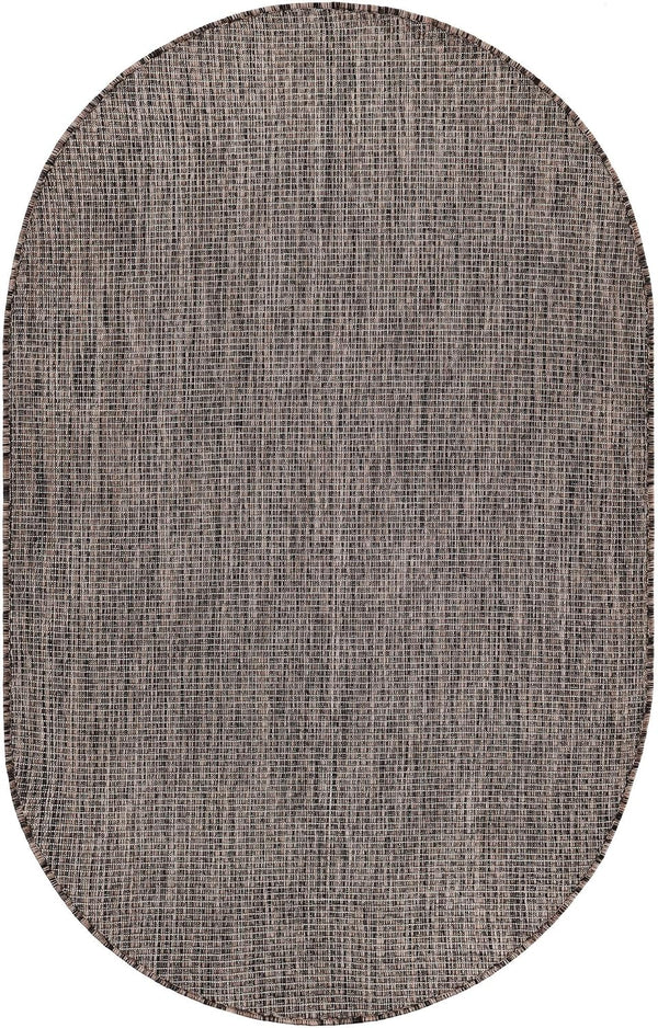 Unique Loom Outdoor Solid Collection Area Rug (3' 3" X 5' 3" Oval Light Brown/Ivory)