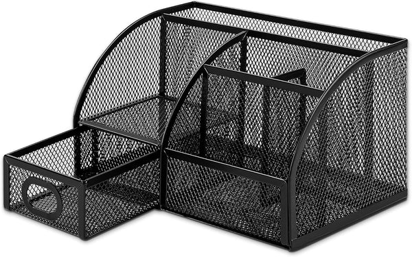 Amazon Basics Mesh Pen Holder and Organizer, Black, Ã¢ÂÂ9.1" X 5.9" X 5.5
