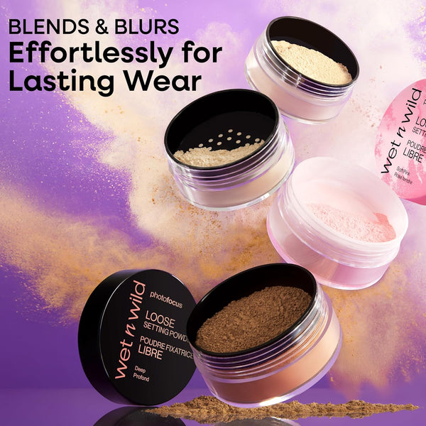 Wet N Wild Photo Focus Loose Baking Setting Powder, Highlighter Makeup, Fair to Medium & Tan Skin Tones, Translucent