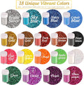 LEOBRO Glitter, 18 Pack Fine Glitter, Craft Glitter Powder Shake Jar, Multi Assorted Set Extra Fine Glitter for Resin Art Crafts Tumbler Scrapbook