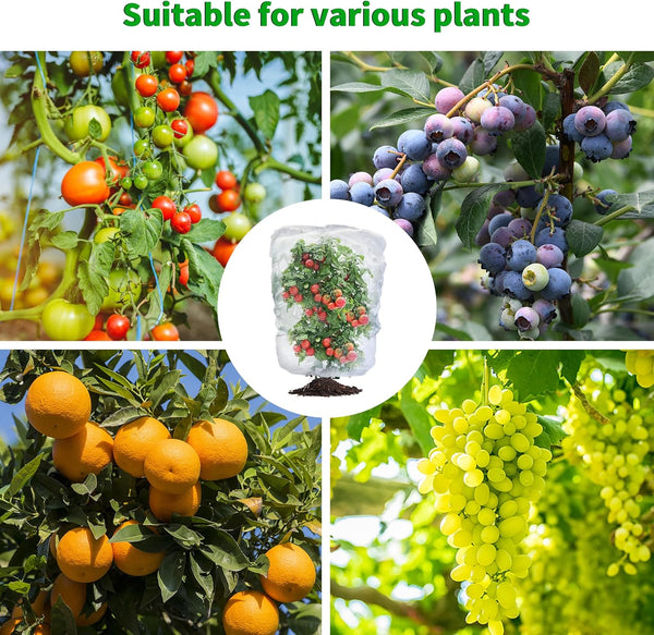 Garden Mesh Netting with Drawstring,Plants Cover Protection from anti Birds,Bugs,Cicadas,And Insects-Pest Barrier Bag for Blueberry