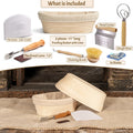CRISS ELITE 11" Oval Banneton Proofing Basket Set of 2 - Sourdough Starter Kit with Bread Lame, Danish Whisk, Metal & Bowl Scrapers, Cleaning