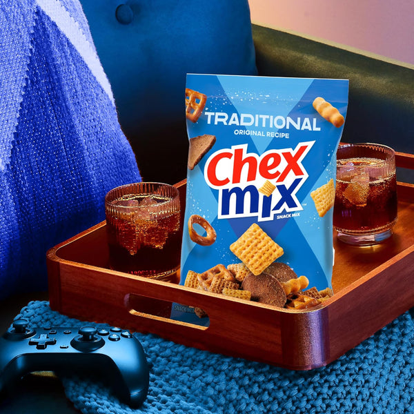 Chex Mix Traditional Original Recipe Snack Mix, Savory Snack Bag, Family Size, 13.5 oz Traditional 13.5 Ounce (Pack of 1)