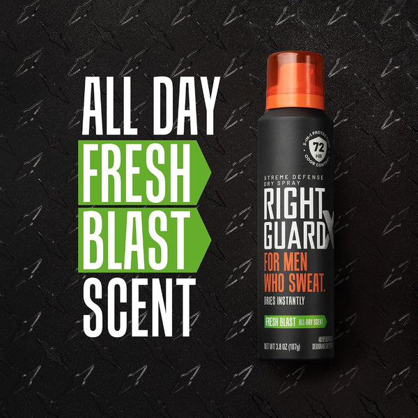 Right Guard Xtreme Defense Antiperspirant & Deodorant Spray | 5-In-1 Protection Dry Spray Deodorant for Men | Blocks Sweat 2X Longer | 72-Hour