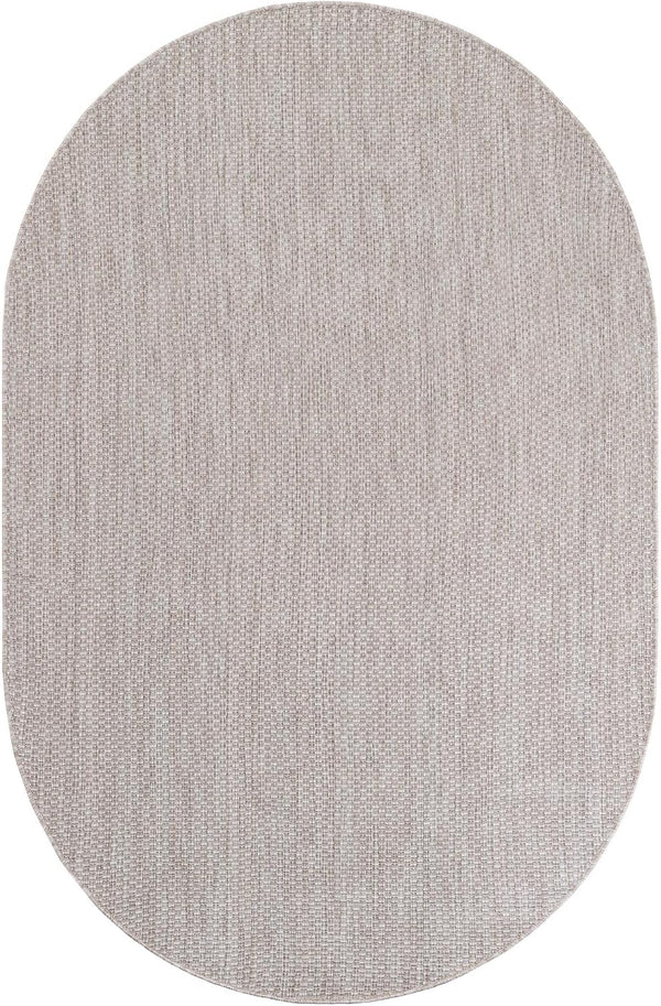 Unique Loom Outdoor Solid Collection Area Rug (5' 3" X 8' Oval Beige/Ivory)