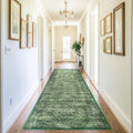 2x8 ft Runner Rug Green – Boho Indoor Area Rug, Non-Slip, Machine Washable, Low Pile Runners for Kitchen, Hallway 2' x 8' (Runner) Dark Green