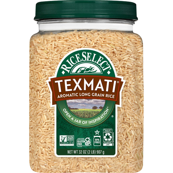 RiceSelect Texmati Brown Rice, Gluten-Free, Non-GMO,Kosher, 32oz Jar (Pack of 1) 32 Ounce (Pack of 1) Texmati Brown