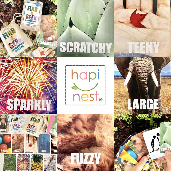 Hapinest Find and Seek Scavenger Hunt Card Game, Indoor Outdoor Activities for Kids Toddler & Family, Beach Camping Travel Car Games for Road
