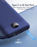 VRURC Portable Charger, Built in 4 Cables & Lanyard Power Bank 10000mAh Navy