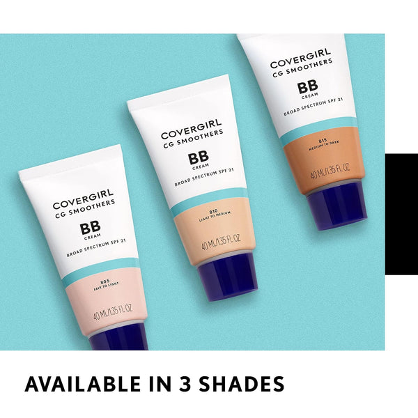 COVERGIRL Smoothers Lightweight BB Cream, 1 Tube (1.35 Ounce), Light to Medium 810 Skin Tones, Hydrating BB Cream with SPF 21 Sun Protection