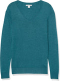 Amazon Essentials Women's Lightweight Long-Sleeve V-Neck Sweater Regular Teal Heather Small