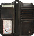 House of Jack Co. Skull Grommet Long Bifold Wallet for Men, Add Your Chain Biker Wallet, Full Grain Cowhide Leather Wallet, Black
