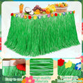 Hawaiian Party Table Skirt Decorations, 2PCS Green Luau Party Table Skirt Decorations, 108 X 29.5" Grass Skirts Luau Party Favors, Luau Table