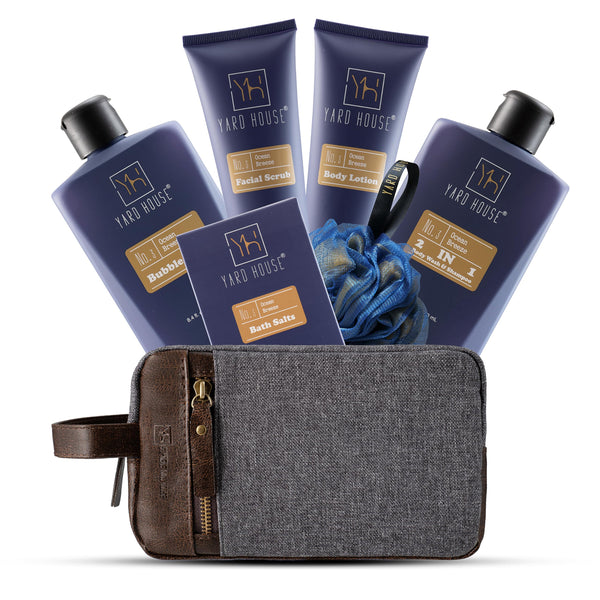 All Natural Bath and Body Spa Gift Basket Set for Men - Ocean Breeze - Luxury Men'S Skin Care Kit for Him in Toiletry Bag for Relaxation,