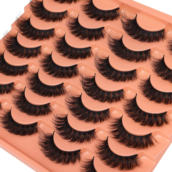 Short Lashes Natural Look False Eyelashes Thick Volume Faux Mink Lashes Pack Wispy Strip Fake Eyelashes Cat Eye Lashes That Look like Extensions