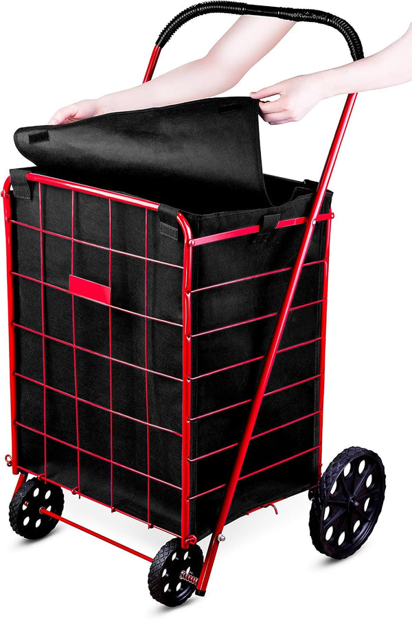 Handy Laundry Shopping Cart Liner, 18" X 15" X 24", Square Bottom, Fits Standard Shopping Cart, Cover and Adjustable Straps for Easy Secure