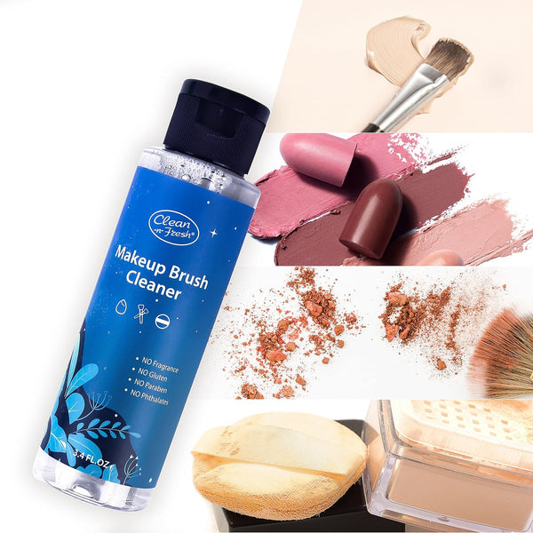 Clean-n-Fresh Makeup Brush Cleaner Set For Brushes, Sponge and Puff 6.8 Fl Oz,Deep Cleaning Washing Cleanser Shampoo With a Cleaning Mat 3 Piece Set