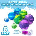Super Goo Bath Slime 'Surprise' Bombs, 6 Pack | Kids Bath Bombs with Surprise inside | Nontoxic | Stretchy, Squishy Slime Soap | Sensory Fun for Kids