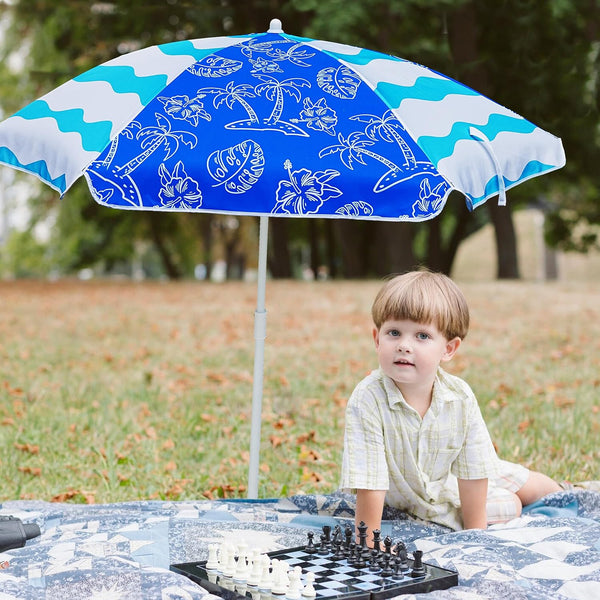 AMMSUN 5ft Kids Beach Umbrella for Picnic, Water Table, Sand Box Sun Shade | Durable Children Seaside Umbrella, UV protection, Ideal for sand