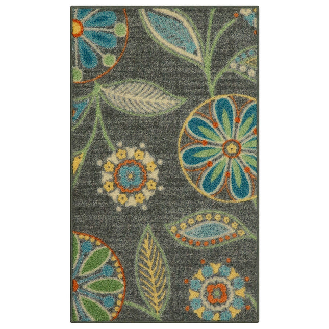 Maples Rugs Reggie Floral Kitchen Rug - Made in USA - Washable, Non Slip Indoor Carpet for Entryway, Foyer, Kitchen, and