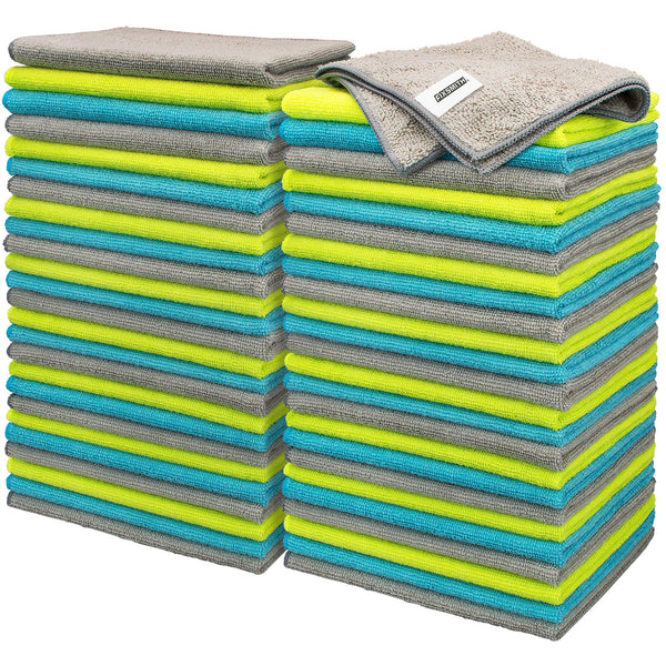 FIXSMITH Microfiber Cleaning Cloth - Pack of 50, Microfiber Towels for Cars 16 x 12 in, Highly Absorbent Cleaning Rags, Lint-Free, Streak-Free